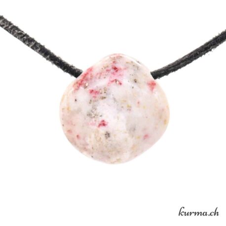 Cinabre sur Quartz - Pendentif en pierre percée
