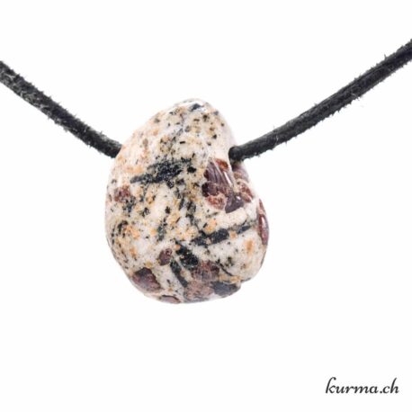 Grenat sur Hornblende et Feldspath - Pendentif en pierre percée
