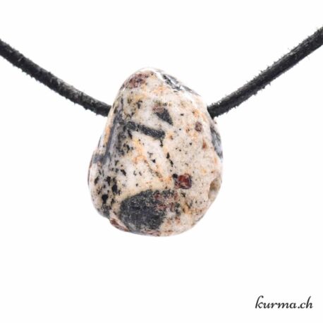 Grenat sur Hornblende et Feldspath - Pendentif en pierre percée