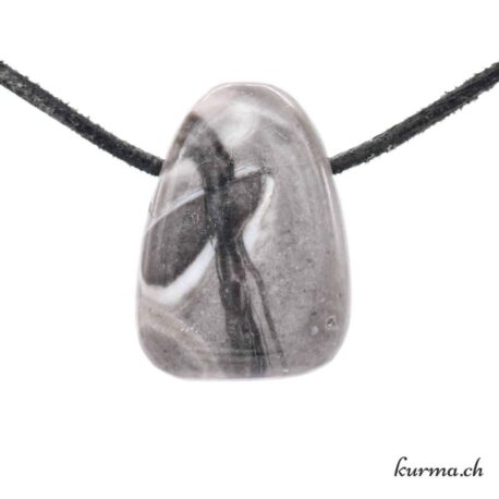Muscheljaspis - Calcit und Kohle - Halskette aus durchbohrtem Stein