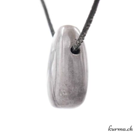 Muscheljaspis - Calcit und Kohle - Halskette aus durchbohrtem Stein