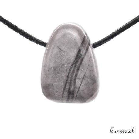 Muscheljaspis - Calcit und Kohle - Halskette aus durchbohrtem Stein