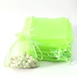 Pochette organza – 10x11cm – vert anis – N°13869