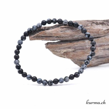 Bracelet Obsidienne Flocon de Neige 4.5mm - Nº13562-2 disponible dans la boutique en ligne Kûrma. Votre magasin de pierre et minéraux en suisse