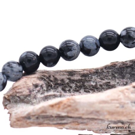 Bracelet Obsidienne Flocon de Neige 4.5mm - Nº13562-3 disponible dans la boutique en ligne Kûrma. Votre magasin de pierre et minéraux en suisse