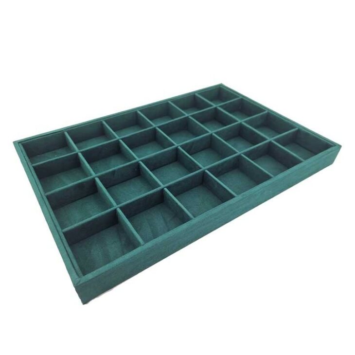 Vitrine Velours 24 Compartiments - 20x15x5cm, Pour Minéraux, Bijoux, Collection, Couvercle Verrouillable
