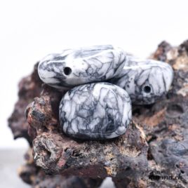 Pendentif en Pinolite - Magnésite avec graphite pierre percée