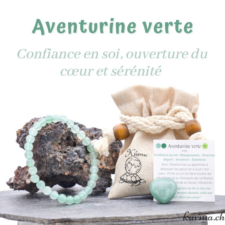 Pierres et minéraux en bracelet aux bienfaits de l'Aventurine verte