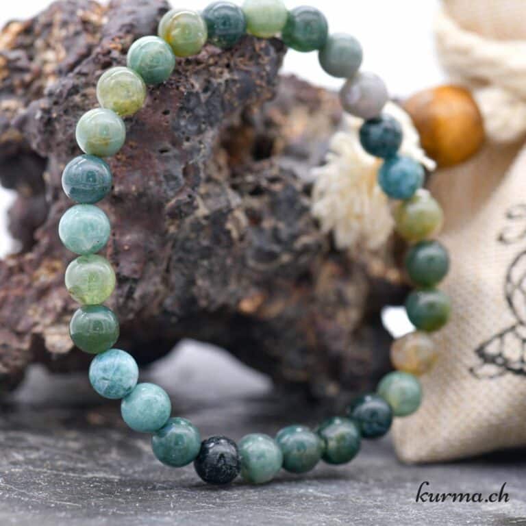 Bracelet Petites Perles En Agate Mousse Verte Naturoshpère Pierre Naturelle