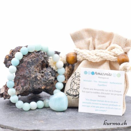 Pack Bracelet Coeur Amazonite-3 disponible dans la boutique en ligne Kûrma. Votre magasin de pierre et minéraux en suisse