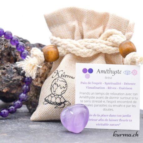 Pack Bracelet Coeur Améthyste-3 disponible dans la boutique en ligne Kûrma. Votre magasin de pierre et minéraux en suisse