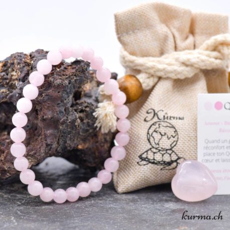 Pack Bracelet Coeur Quartz Rose-4 disponible dans la boutique en ligne Kûrma. Votre magasin de pierre et minéraux en suisse