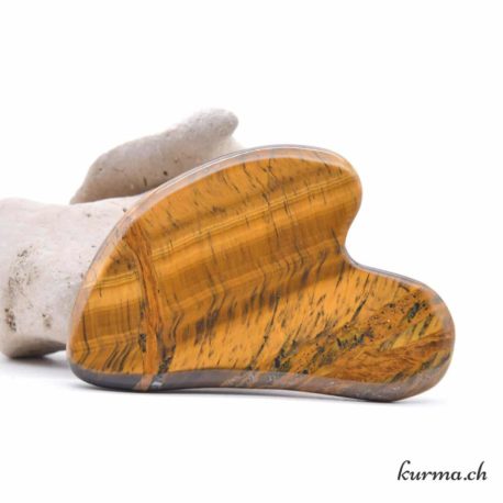 Palme Gua Sha - Oeil de Tigre 8cm - Nº13975-3 disponible dans la boutique en ligne Kûrma. Votre magasin de pierre et minéraux en suisse
