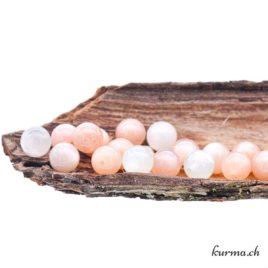 Pierre de lune blanc-saumon-gris – Perles 8.5mm – N°13677