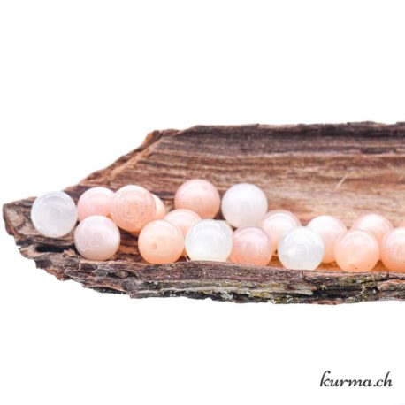 Perle Pierre de Lune Blanc Saumon Gris 8.5mm - N°13677-3 disponible dans la boutique en ligne Kûrma. Votre magasin de pierre et minéraux en suisse