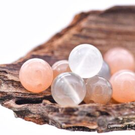 Pierre de lune crème-saumon-gris - Perles 8-8.5mm