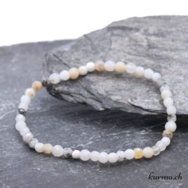 Bracelet Agate dendritique blanche (Opale Dendritique) 4mm – Facettes – N°14038