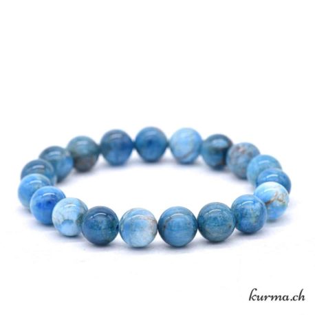Bracelet Apatite Bleue - 10mm - Nº14056-1 disponible dans la boutique en ligne Kûrma. Votre magasin de pierre et minéraux en suisse