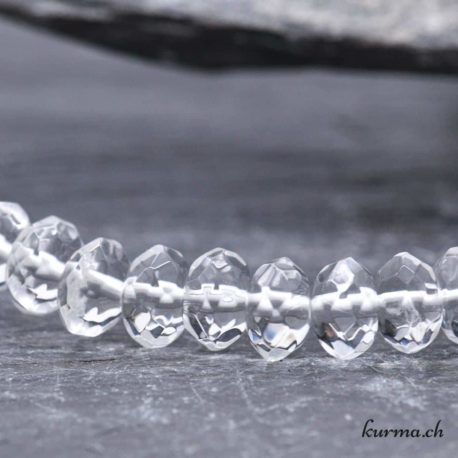 Bracelet Cristal de Roche-Rondelle Facette 8mm - Nº14082-3 disponible dans la boutique en ligne Kûrma. Votre magasin de pierre et minéraux en suisse