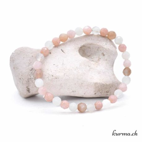Bracelet Pierre de Lune Mix Facette 6-6.5mm - Nº13513-2 disponible dans la boutique en ligne Kûrma. Votre magasin de pierre et minéraux en suisse