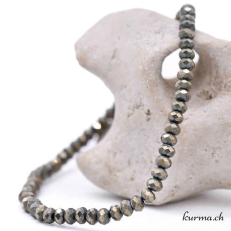Bracelet Pyrite Rondelle Facette 4mm - Nº14155-3 disponible dans la boutique en ligne Kûrma. Votre magasin de pierre et minéraux en suisse