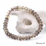 Bracelet élastique En Quartz Fumé Et Argent De Loi Vieilli - Perles Naturelles