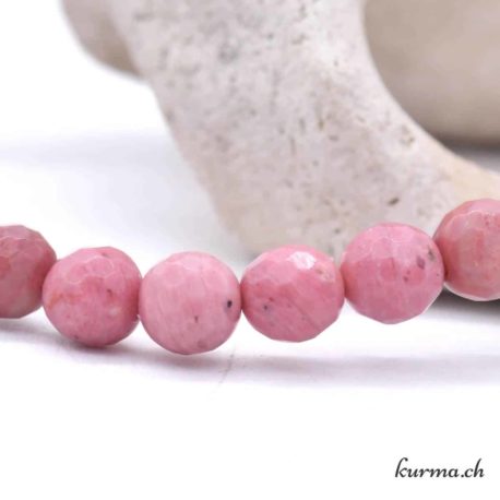 Bracelet Rhodonite Rose Facette 6mm - Nº 14277-2 disponible dans la boutique en ligne Kûrma. Votre magasin de pierre et minéraux en suisse