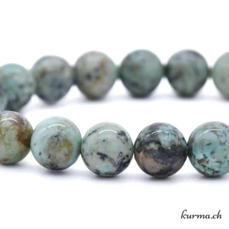 Bracelet Turquoise d'Afrique 10mm - Nº 14208-2 disponible dans la boutique en ligne Kûrma. Votre magasin de pierre et minéraux en suisse