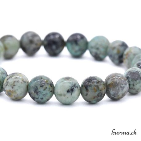 Bracelet Turquoise d'Afrique 10mm - Nº 14208-3 disponible dans la boutique en ligne Kûrma. Votre magasin de pierre et minéraux en suisse