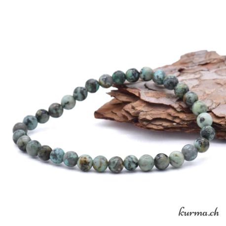 Bracelet Turquoise d'Afrique 6mm - Nº 14212-2 disponible dans la boutique en ligne Kûrma. Votre magasin de pierre et minéraux en suisse