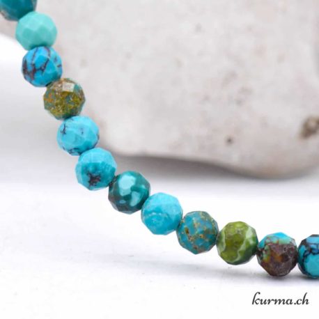 Bracelet Turquoise Facette 4mm - Nº14210.180-3 disponible dans la boutique en ligne Kûrma. Votre magasin de pierre et minéraux en suisse