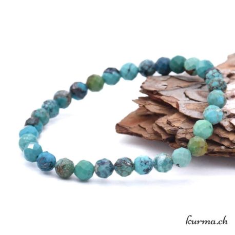 Bracelet Turquoise Facette 6mm - Nº 14209-2 disponible dans la boutique en ligne Kûrma. Votre magasin de pierre et minéraux en suisse