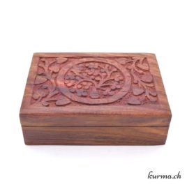 Boîte en bois gravé – Arbre de vie – 18cm – N°14384