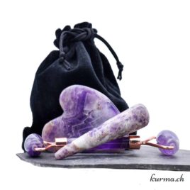 Pack – Massage : Rouleau / Bâton / Palme Améthyste – N°14327