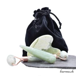 Pack – Massage : Rouleau / Bâton / Palme Jade verte – N°14328