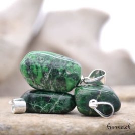 Jade albite «Jade de Birrmanie» – «Maw Sit Sit» pendentif en argent 925 – N°14297