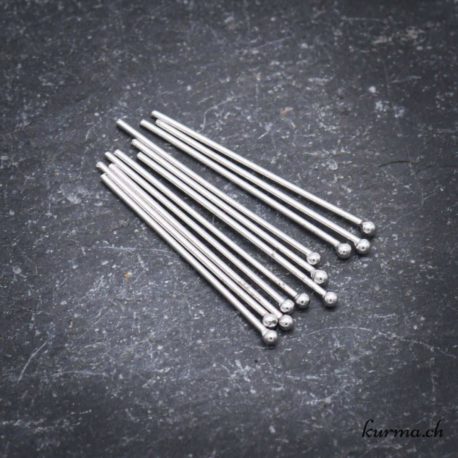 Tige bijoutier Argent 925 rhodié Tête ronde 0.7x25mm  (1pcs) - Nº14359-1 disponible dans la boutique en ligne Kûrma. Votre magasin de pierre et minéraux en suisse