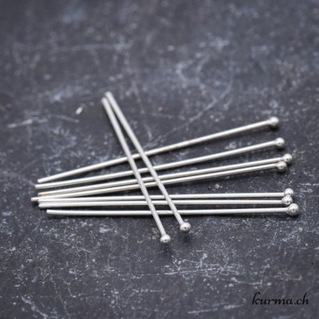 Tige bijoutier Argent 925 Tête ronde 0.5x25mm (1pcs) - Nº14335-1 disponible dans la boutique en ligne Kûrma. Votre magasin de pierre et minéraux en suisse