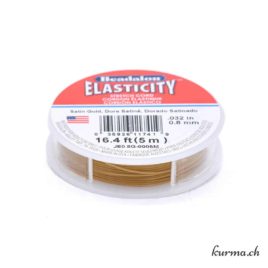 Fil élastique 0.8mm doré satiné – 5m – N°14438