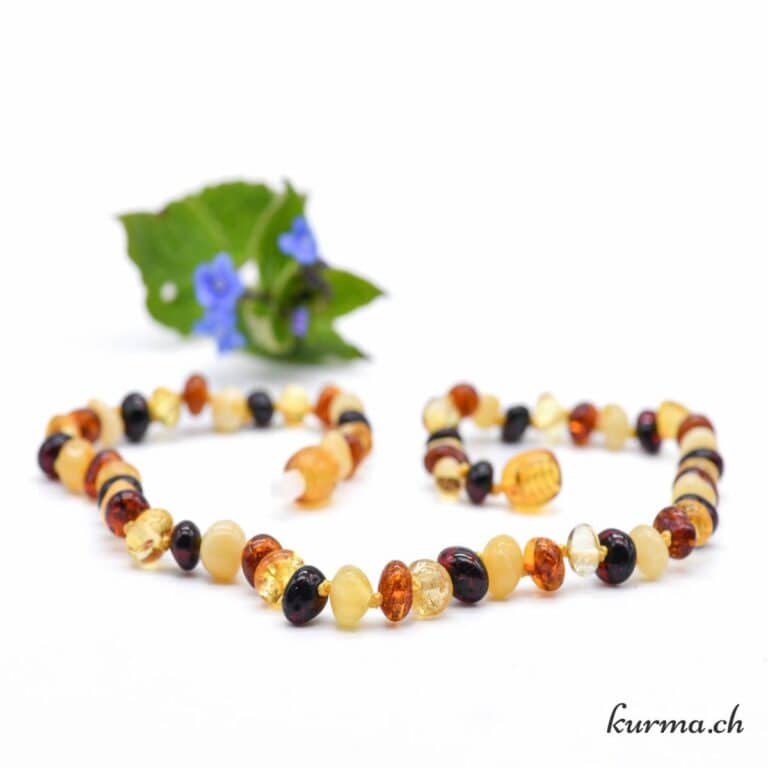 Collier Ambre Multi Cœurs 35 Cm Pour Enfants - Neuf Avec étiquettes - Marque OxcmoBijoux