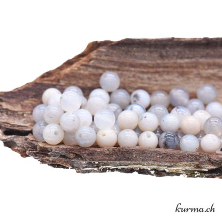 Perle Agate Dentritique Blanche Grise – 5.5-6mm – N°9252-21 disponible dans la boutique en ligne Kûrma. Votre magasin de pierre et minéraux en suisse