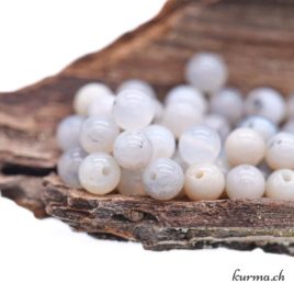 Agate dendritique blanche grise – Perles 5.5-6mm – N°9252