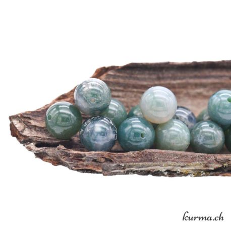 Perle Agate Mousse – 10-10.5mm – N°8108-31 disponible dans la boutique en ligne Kûrma. Votre magasin de pierre et minéraux en suisse
