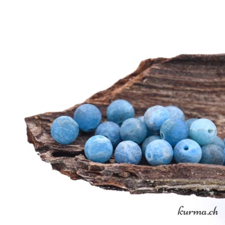 Perle Apatite Bleue Matte 6-6.5mm-2 disponible dans la boutique en ligne Kûrma. Votre magasin de pierre et minéraux en suisse