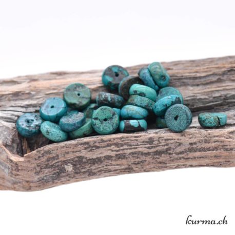 Perle Turquoise Rondelle 9-11mm  1 disponible dans la boutique en ligne Kûrma. Votre magasin de pierre et minéraux en suisse