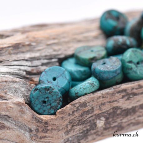 Perle Turquoise Rondelle 9-11mm  2 disponible dans la boutique en ligne Kûrma. Votre magasin de pierre et minéraux en suisse