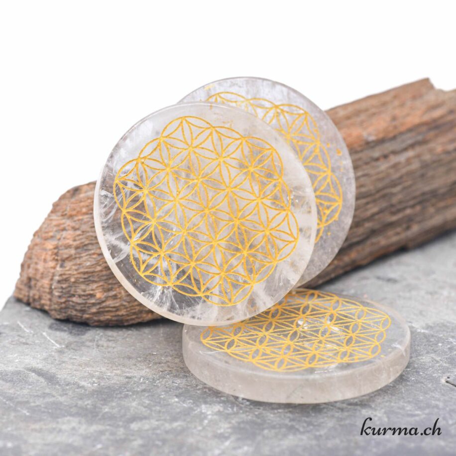Boule De Cristal Fleur De Vie Gravée Laser – Décoration Bureau Ou Maison – Base Bois Avec éclairage LED USB – Cadeau Spiritualité, Géométrie Sacrée