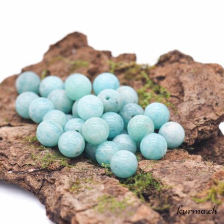 Perle Amazonite du Pérou 6-6.5mm  2 disponible dans la boutique en ligne Kûrma. Votre magasin de pierre et minéraux en suisse