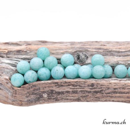 Perle Amazonite du Pérou 8-8.5mm  1 disponible dans la boutique en ligne Kûrma. Votre magasin de pierre et minéraux en suisse