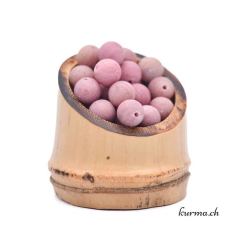 Perle Rhodonite mat 8.5-9mm-1 disponible dans la boutique en ligne Kûrma. Votre magasin de pierre et minéraux en suisse